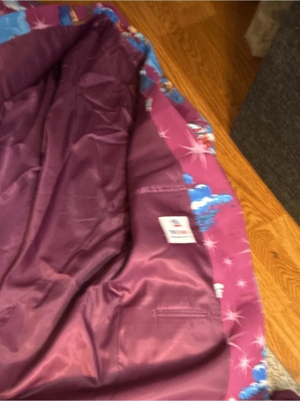 Men's Christmas Magenta Printed Suit 4 pc set- Bold Statement Set 48R or 4XL